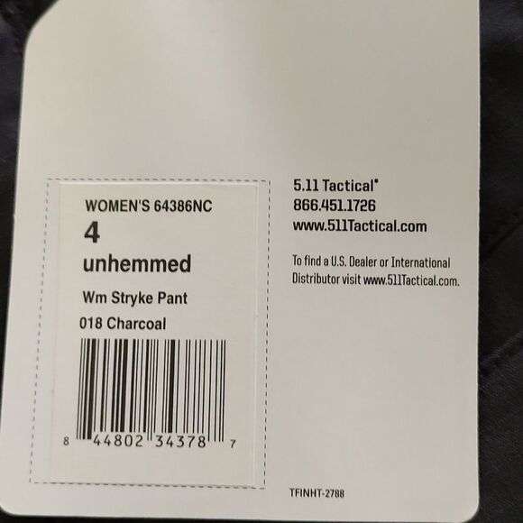 5.11 Tactical Women's Nascar logo  Charcoal  Stryke Pants  Sz 4 unhemmed - Picture 11 of 12